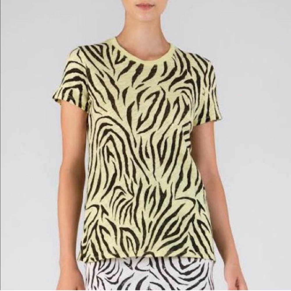 ATM Schoolboy Crew Neck T-Shirt Yellow Zebra Print Size Large